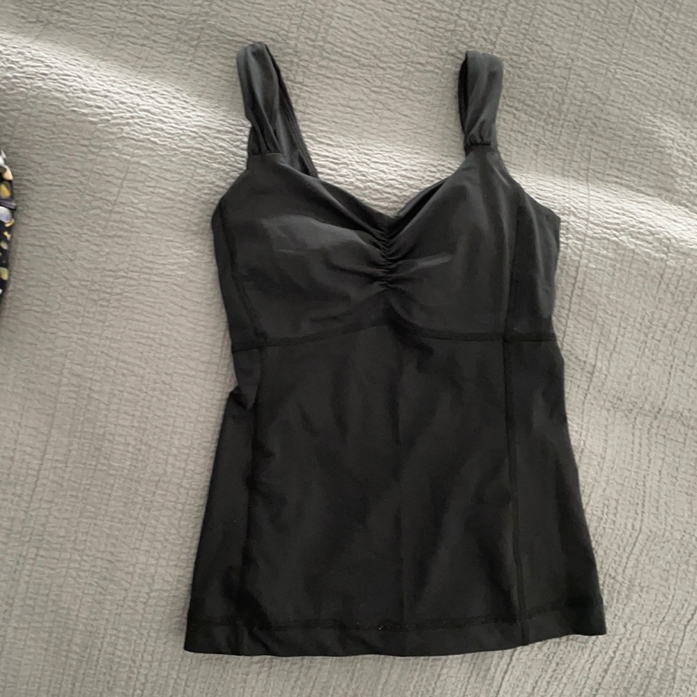 Black top with bra .